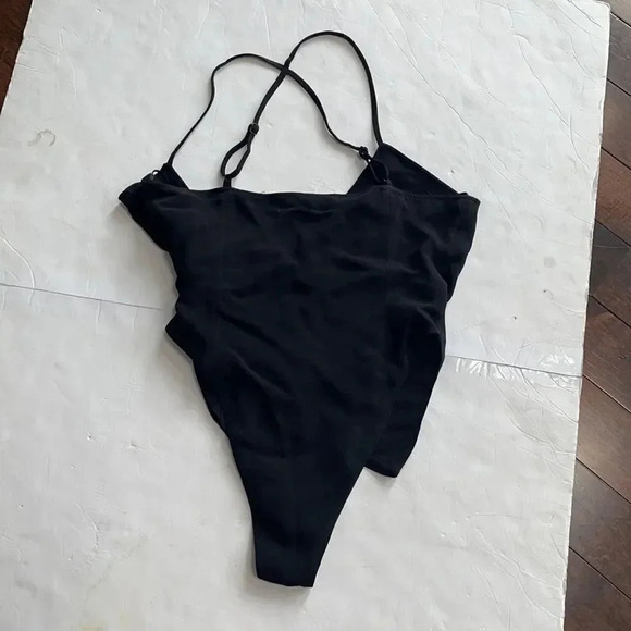 Zara black strappy bodysuit w/ asymmetrical hem. Women’s XS. NWT - Picture 10 of 12
